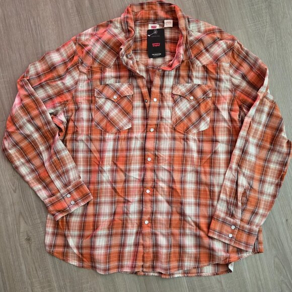 Levi's XXL Harvest Orange snap button shirt NWT - Picture 1 of 3